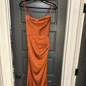 Azazie Marzia stretch satin dress. Auburn